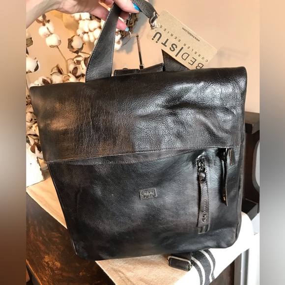 NWT Bed Stu Howie Leather Backpack Black Lux Rustic Retail $365 - Picture 6 of 16